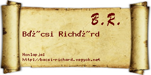 Bácsi Richárd névjegykártya